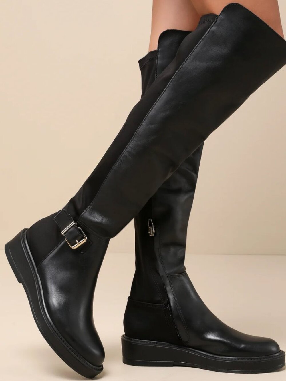 Dolce Vita Ember Black Leather Over-the-Knee Boots - Size - 9.5